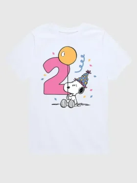 Tričko s krátkými rukávy a potiskem pro batolata k 2. narozeninám s motivem Peanuts