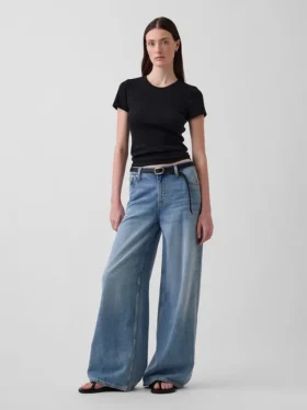 Tričko s kulatým výstřihem a pointelle vzorem