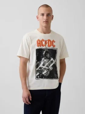 Tričko s potiskem Ac/Dc v volném střihu