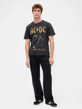 Tričko s potiskem Ac/Dc v volném střihu