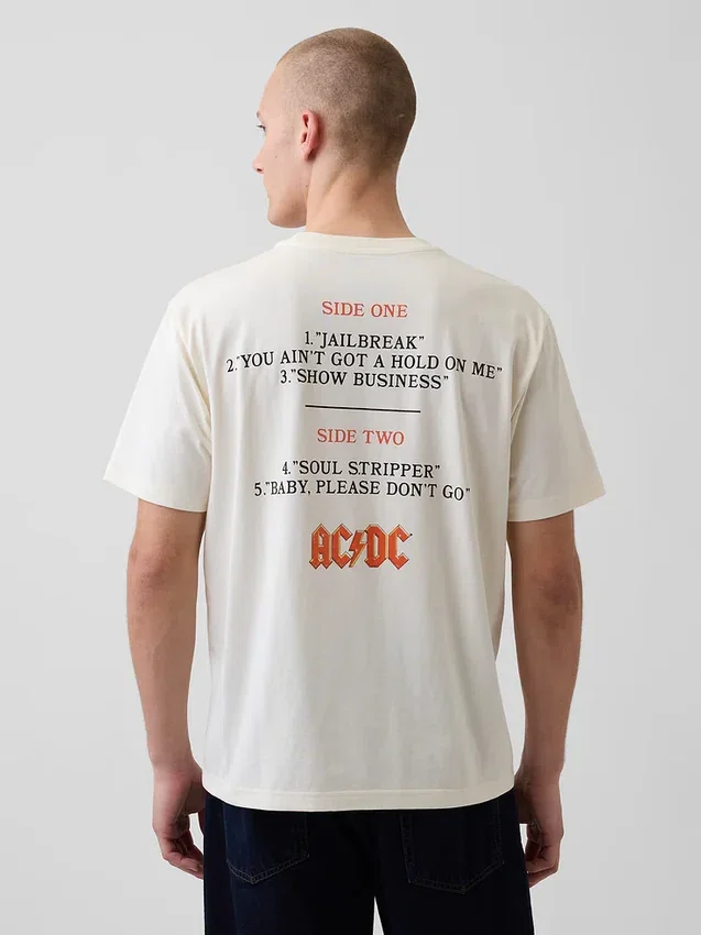 Tričko s potiskem Ac/Dc v volném střihu