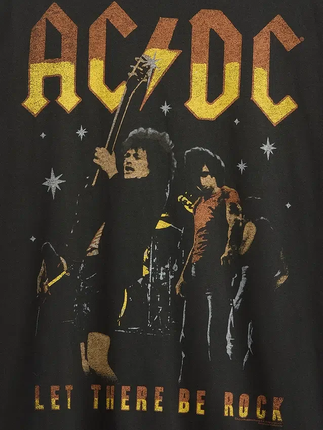Tričko s potiskem Ac/Dc v volném střihu