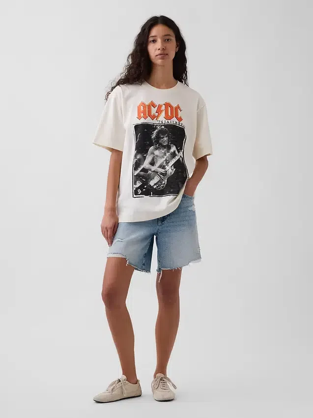 Tričko s potiskem Ac/Dc v volném střihu