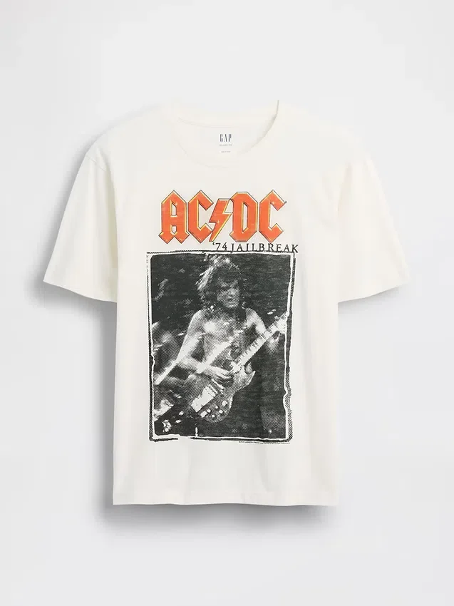 Tričko s potiskem Ac/Dc v volném střihu