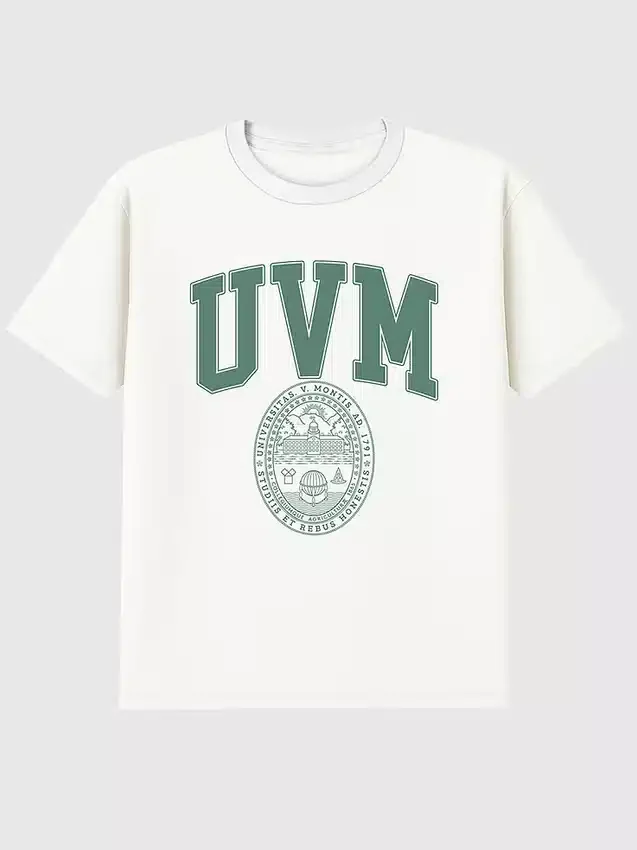 Tričko s potiskem erbu univerzity UVM