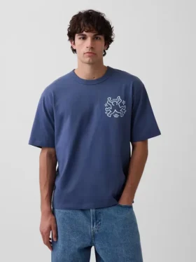 Tričko s potiskem Keith Haring v oversized střihu