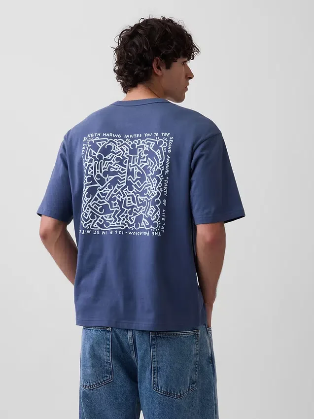 Tričko s potiskem Keith Haring v oversized střihu