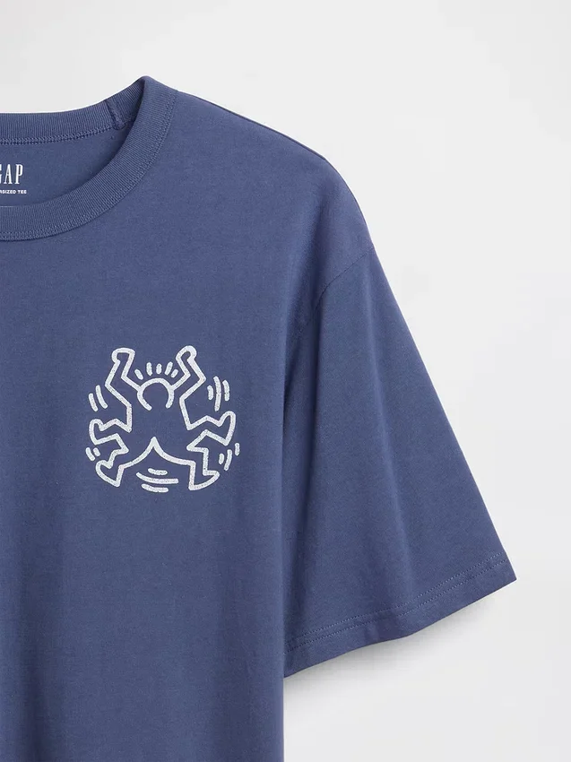 Tričko s potiskem Keith Haring v oversized střihu
