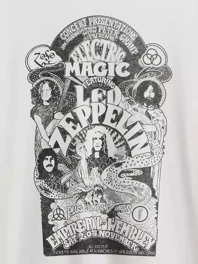 Tričko s potiskem Led Zeppelin v volném střihu
