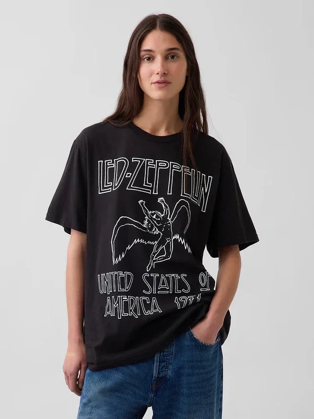 Tričko s potiskem Led Zeppelin v volném střihu