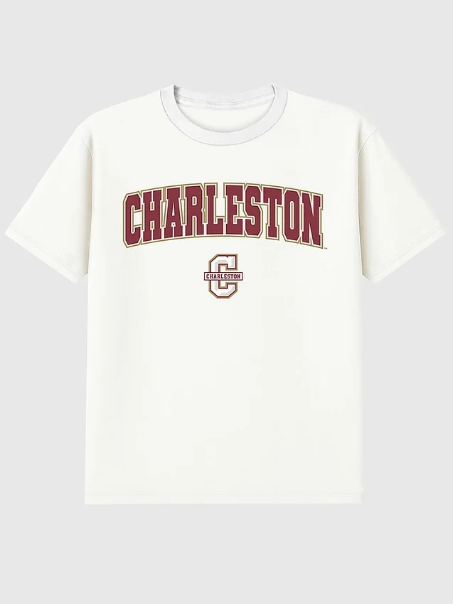 Tričko s sekundárním potiskem Arch Logo College of Charleston v podobě oblouku