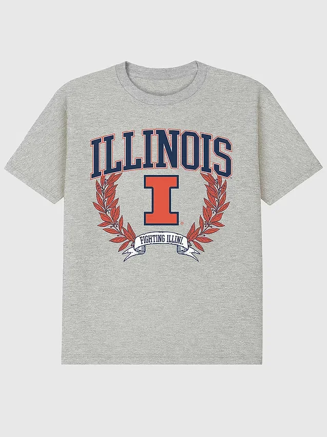 Tričko s tmavým grafickým motivem „Laurels“ z University of Illinois