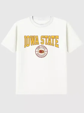 Tričko s tmavým grafickým motivem univerzitního znaku Iowa State University