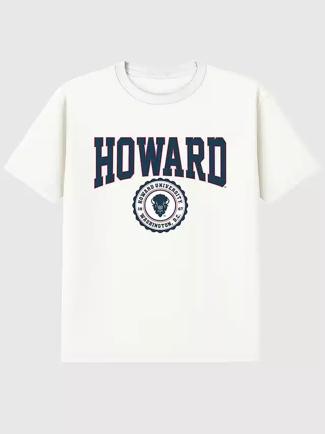 Tričko s tmavým potiskem s univerzitním znakem Howard University