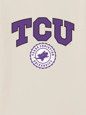 Tričko s tmavým potiskem s univerzitním znakem TCU (Texas Christian University)