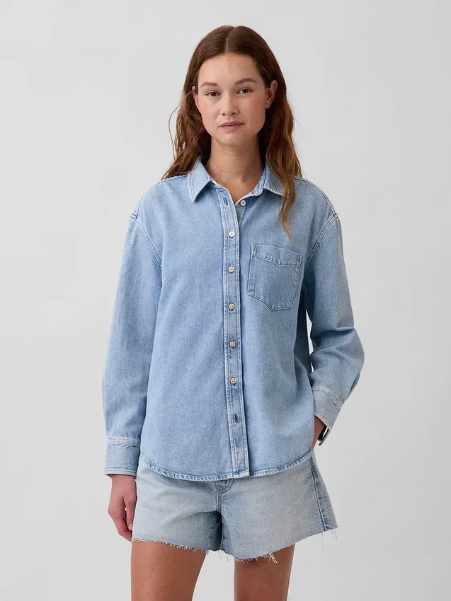 Ultra měkká džínová košile v oversized střihu