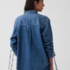 Ultra měkká džínová košile v oversized střihu s řasenými rukávy