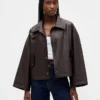 Vegan leather swing jacket