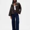 Vegan leather swing jacket