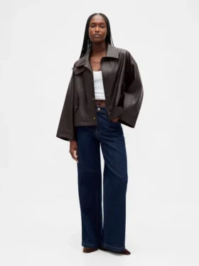 Vegan leather swing jacket