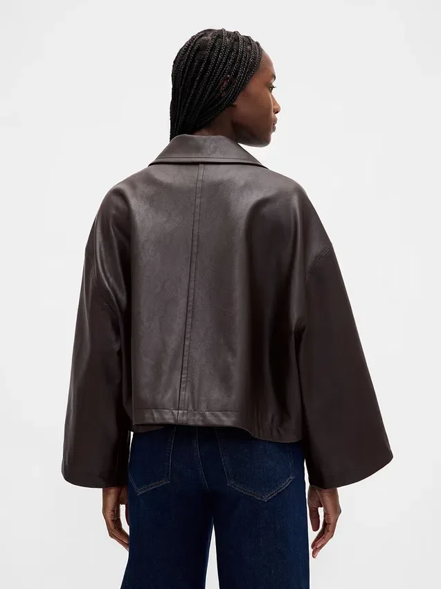 Vegan leather swing jacket