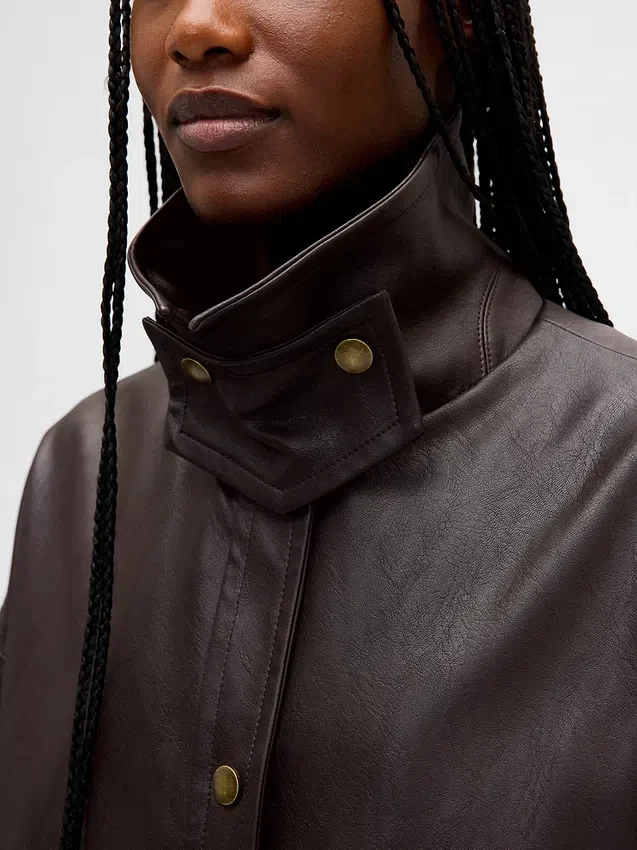 Vegan leather swing jacket
