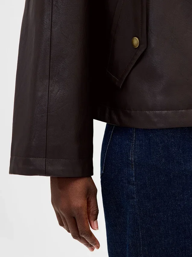 Vegan leather swing jacket