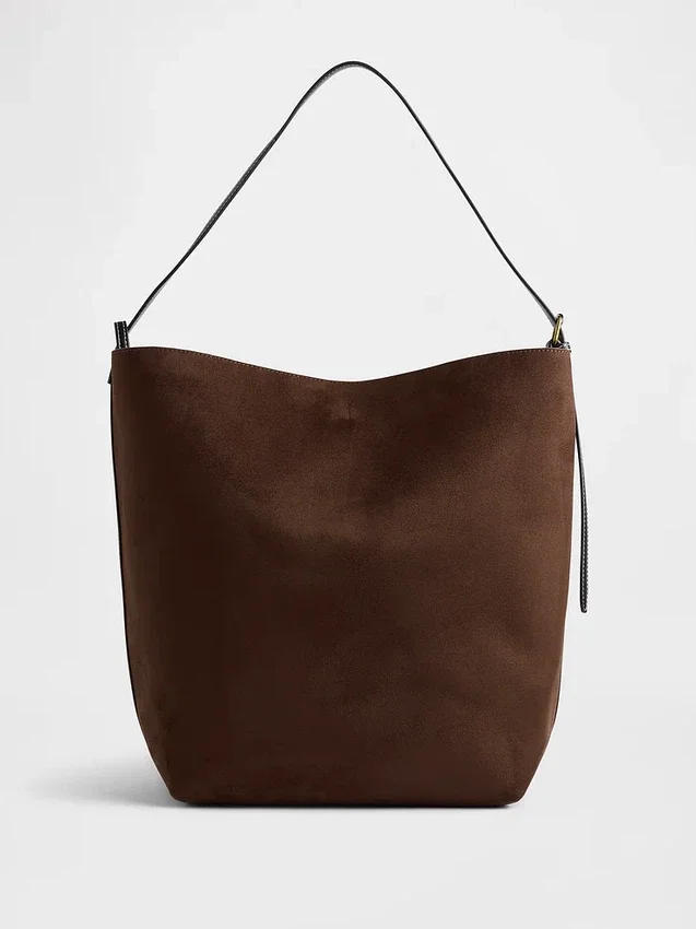 Veganská semišová taška typu „bucket“