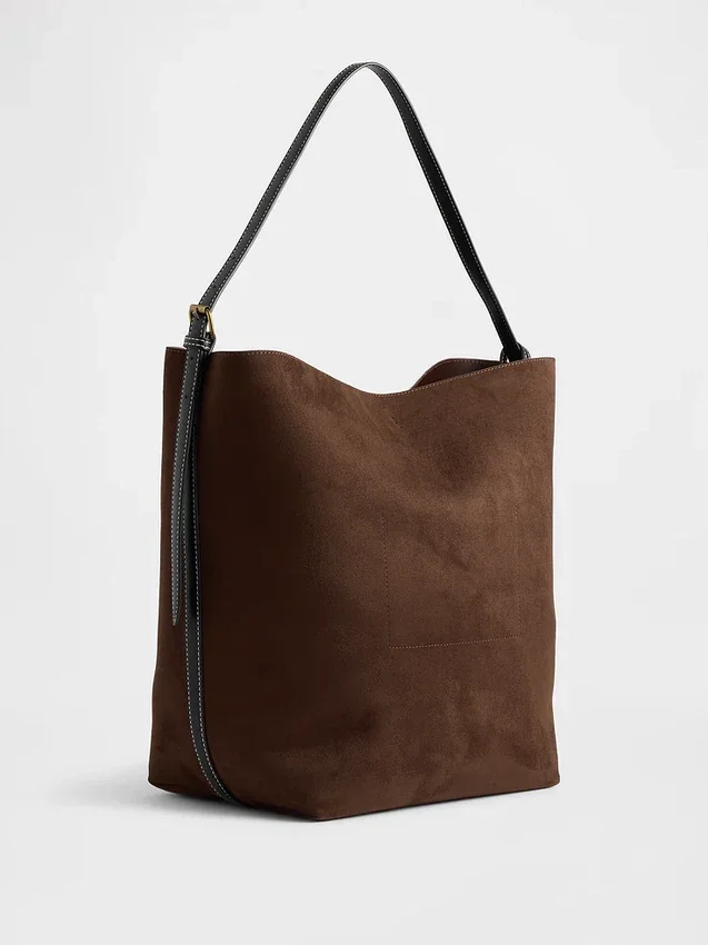 Veganská semišová taška typu „bucket“