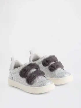 Veganské tenisky s kožešinou a glitry pro batolata