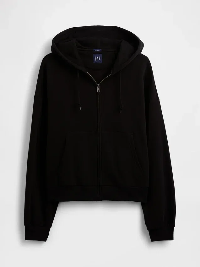 Vintagesoft Oversized Crop Zip Hoodie