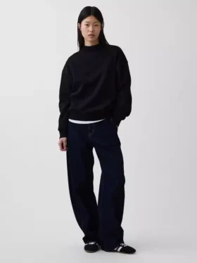 Vintagesoft Oversized mikina s tunikovým střihem a stojáčkem
