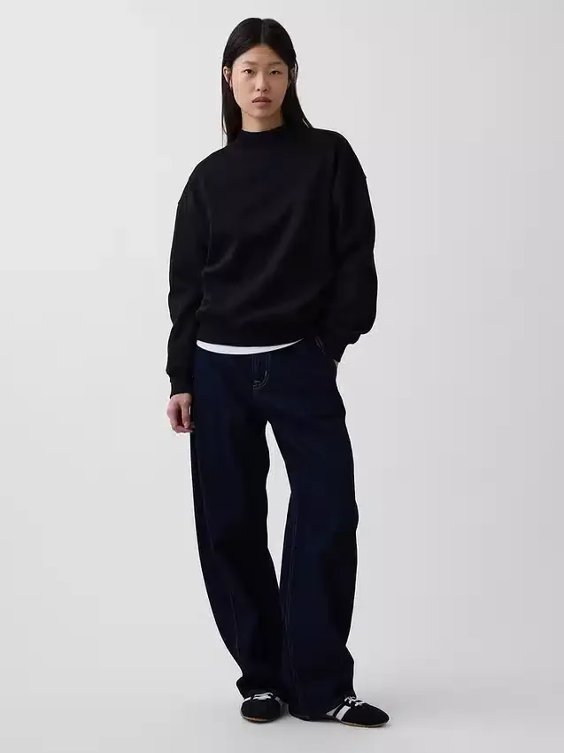 Vintagesoft Oversized mikina s tunikovým střihem a stojáčkem