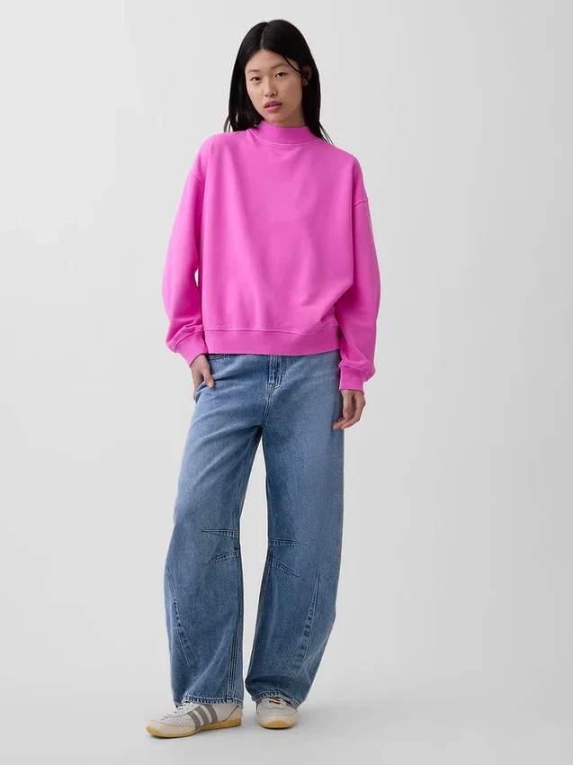 Vintagesoft Oversized mikina s tunikovým střihem a stojáčkem