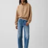 Vintagesoft Oversized pulovr s polozipem a klínovým výstřihem