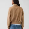 Vintagesoft Oversized pulovr s polozipem a klínovým výstřihem