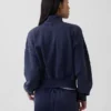 Vintagesoft Oversized pulovr s polozipem a klínovým výstřihem