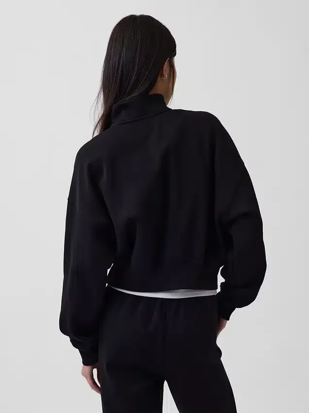 Vintagesoft Oversized pulovr s polozipem a klínovým výstřihem