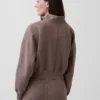 Vintagesoft Oversized pulovr s polozipem a klínovým výstřihem