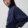Vintagesoft Oversized pulovr s polozipem a klínovým výstřihem