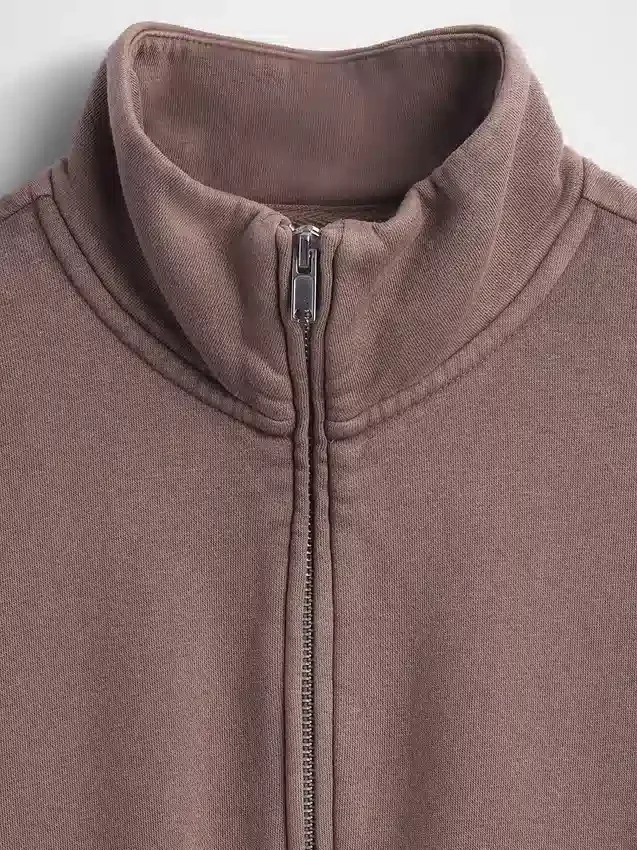 Vintagesoft Oversized pulovr s polozipem a klínovým výstřihem