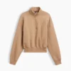 Vintagesoft Oversized pulovr s polozipem a klínovým výstřihem