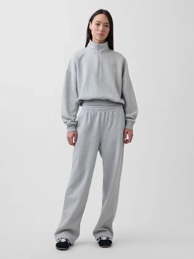 Vintagesoft Oversized pulovr s polozipem a klínovým výstřihem