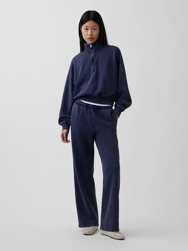 Vintagesoft Oversized pulovr s polozipem a klínovým výstřihem