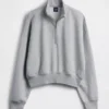 Vintagesoft Oversized pulovr s polozipem a klínovým výstřihem