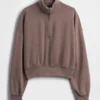 Vintagesoft Oversized pulovr s polozipem a klínovým výstřihem