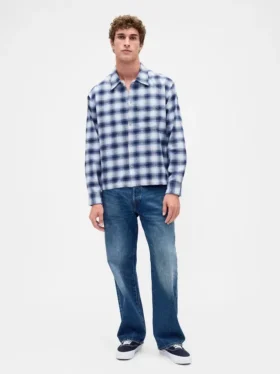 Volná flanelová košile z organické bavlny