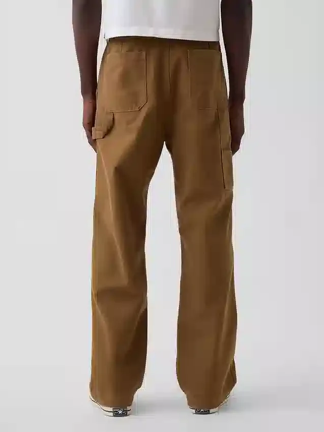 Volné plátěné kalhoty ve stylu 90. let s dvojitými koleny