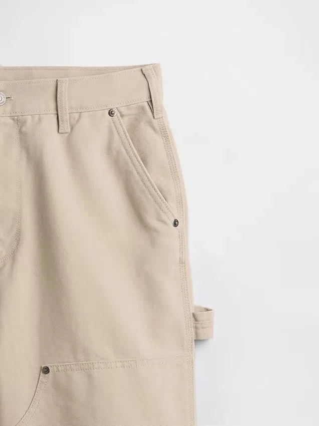 Volné plátěné kalhoty ve stylu 90. let s dvojitými koleny