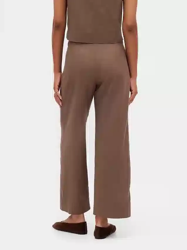 Volné rovné kalhoty ke kotníkům ze směsi lnu